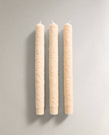 Textured christmas candlestick candle pack (pack of 3)