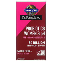 Пребиотики и пробиотики Гарден оф Лайф, Пробиотики для женщин, pH, 50 млрд, 30 вегетарианских капсул