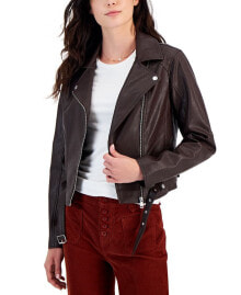 CoffeeShop juniors' Faux-Leather Long-Sleeve Moto Jacket, Created by Macy's