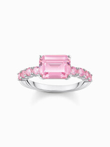 Thomas Sabo TR2451-051-9-56 Silver solitaire ring w. pink-coloured stones купить онлайн