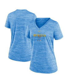 Nike women's Powder Blue Milwaukee Brewers City Connect Velocity Practice Performance V-Neck T-shirt