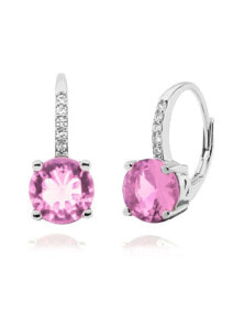 Ювелирные серьги Stunning silver earrings with pink zircons SVLE0853XH2R200