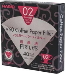 Аксессуары для кофемашин и кофеварок Hario Filtry papierowe Hario do dripa V60-02 40 sztuk