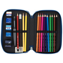 Pencil cases and writing materials for school