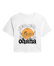 Купить женские футболки GOOD VIBES LLC: Hybrid Apparel Trendy Juniors Lilo and Stitch Ohana Cropped Tee