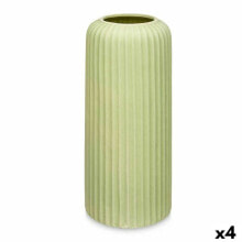 Vase Green Dolomite 16 x 40 x 16 cm (4 Units) Stripes