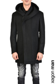 Мужские пальто мужское пальто черное с капюшоном на молнии Xagon Man Plaszcz "Busc2"