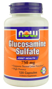 Глюкозамин, Хондроитин, МСМ nOW Glucosamine Sulfate  Сульфат глюкозамина для здоровья суставов  750 мг 120 капсул