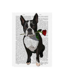 Trademark Global fab Funky Boston Terrier with Rose in Mouth Canvas Art - 27