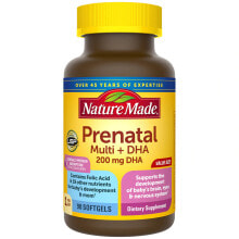 Витаминно-минеральные комплексы Nature Made Prenatal Multivitamin Мультивитамины для беременных + DHA (ДКГ) 200 мг 90 мягких капсул