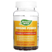 Витамин С Nature's Way, Immune Power, смесь тройного действия, клубника и апельсин, 90 жевательных таблеток