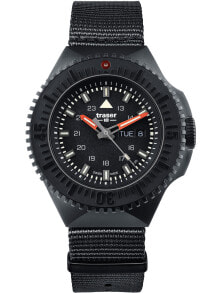 Мужские наручные часы с ремешком Мужские наручные часы с черным текстильным ремешком Traser H3 109854 P69 Black-Stealth Black 46mm 20ATM