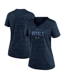 Nike women's Navy Kansas City Royals City Connect Velocity Practice Performance V-Neck T-shirt