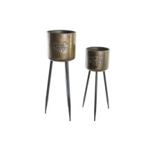 Set of pots DKD Home Decor Black Champagne Metallic Metal Loft 30 x 40 cm 25 x 25 x 80,5 cm (2 Units)