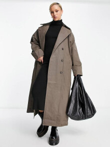 Женские пальто weekday Jones waxed coat in brown