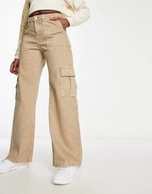 Monki – Cargo-Jeans in Beige