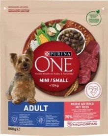 Купить сухие корма для собак PURINA ONE: Trockenfutter Hund mit Rind & Reis, Mini, Adult, 800 g