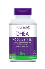 Витамины и БАДы для нервной системы Natrol DHEA Mood & Stress ДГЭА (дегидроэпиандростерон) для поддержки нервной системы и хорошего настроения 25 мг 300 таблеток