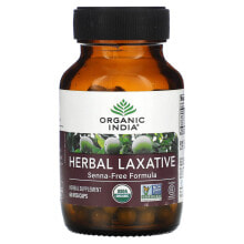 Травы и натуральные средства organic India, Herbal Laxative, Senna Free Formula, 60 Veg Caps