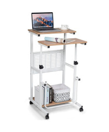 Costway height Adjustable Computer Standing Desk w/wheels & Footrest