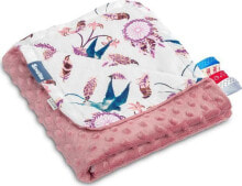 Покрывало, подушка, одеяло для малышей Sensillo KOCYK MINKY 75x100 RETRO RÓŻ PTAKI 4309/4230