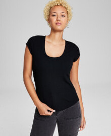 Women's Scoop-Neck Cap-Sleeve Tee, Created for Macy's купить онлайн