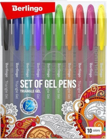 Письменная ручка Berlingo Berlingo, Zestaw długopisów żelowych żelowych, color, 10szt, 0.5mm, Triangle gel