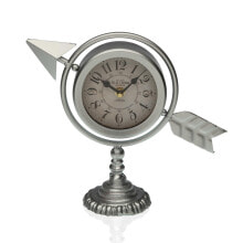 Table clock Versa Silver Complete arrow Metal (23 x 16 x 8 cm)