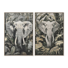 Painting Home ESPRIT Green Grey Elephant Colonial Golden 63 x 4,5 x 93 cm (2 Units)