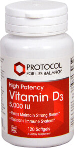 Витамин Д Protocol For Life Balance Vitamin D3 High Potency -- Витамин D3 Высокой Эффективности - 5000 МЕ - 120 Капсул