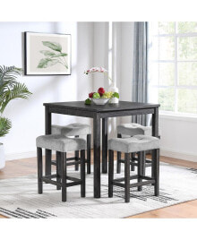 Simplie Fun luxurious Industrial Dining Table with Space-Saving Bar Stools