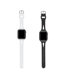 Posh Tech alex 2-Pack White and Black Silicone Bands for Apple Watch, 42mm-44mm