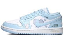 【定制球鞋】 Jordan Air Jordan 1 Low 像素爱心 电玩棉花 游戏电竞 低帮 复古篮球鞋 女款 以太蓝 / Кроссовки Jordan Air Jordan DC0774-141