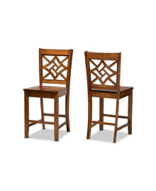Baxton Studio nicolette Modern and Contemporary Transitional Wood Counter Stool Set, 2 Piece