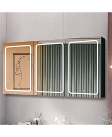Simplie Fun 60x30 Inch LED Bathroom Medicine Cabinet Surface Mount Double Door Lighted Medicine Cabinet,