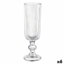 Champagne glass Stripes Transparent Glass 160 ml (6 Units)