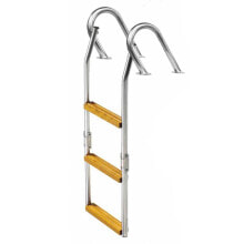 Купить палубное оборудование OEM MARINE: OEM MARINE Stainless Steel/Wood 3 Steps Ladder