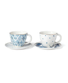 Lenox blue Bay 4-Piece Teacup Saucer Set