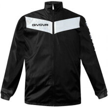 Мужская ветровка черная спортивная без капюшона Jacket Givova Rain Scudo RJ005 1003