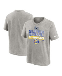 Nike preschool Girls and Boys Heather Gray Los Angeles Rams Super Bowl LVI Champions Locker Room Trophy Collection T-shirt