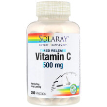 Витамин С Solaray Vitamin C Комплекс с ситамином С, шиповником и ацеролой для иммунной поддержки 500 мг 250 капсул