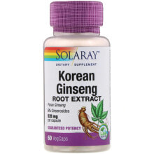 Женьшень Solaray Korean Ginseng Root Extract Экстракт корейского женьшеня 535 мг 60 растительных капсул