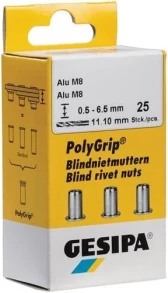 Gesipa Blindnietmutter PolyGrip® Nietschaft d x l 7 x 13,5 mm M5 Stahl 50 Stück