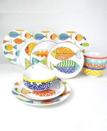 Euro Ceramica fresh Catch 12 Piece Dinnerware Set, Service for 4