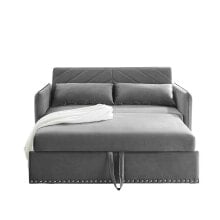 Simplie Fun pull-out sofa sleeper, 3-in-1 adjustable sleeper with pull-out bed, 2 lumbar pillows and side