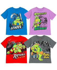 Купить детские футболки и майки для мальчиков Teenage Mutant Ninja Turtles: Toddler Boys Leonardo Michelangelo Raphael Donatello 4 Pack T-Shirts to