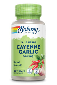 Чеснок Solaray Cayenne Garlic Органический чеснок 540 мг 100 растительных капсул