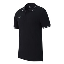 Мужские спортивные поло Мужская спортивная футболка-поло черная с логотипом Nike Polo TM Club 19