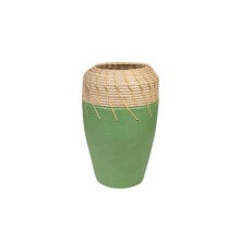 Vase Romimex Green Natural Ceramic Rattan 20 x 30 x 20 cm