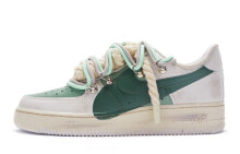 【定制球鞋】 Nike Air Force 1 Low ''T10'' 双鞋带 手绘喷绘 低帮 板鞋 女款 墨绿棕 / Кроссовки Nike Air Force DD8959-100